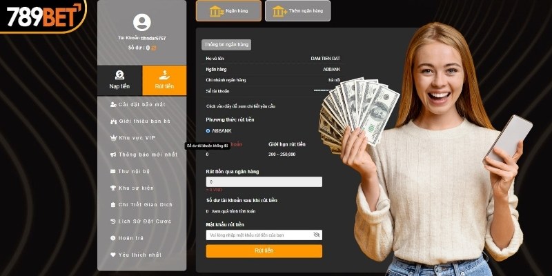 Rút tiền từ nền tảng 789BET về tài khoản ngân hàng