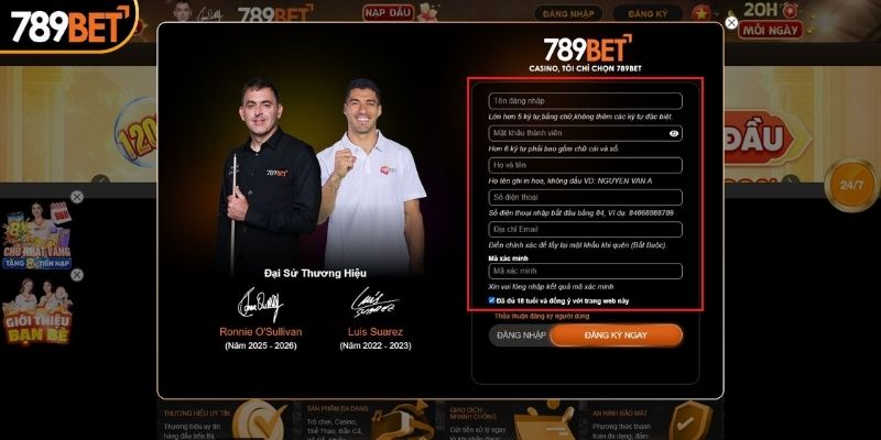 Bước 2: Điền thông tin theo biểu mẫu nhà cái cung cấp